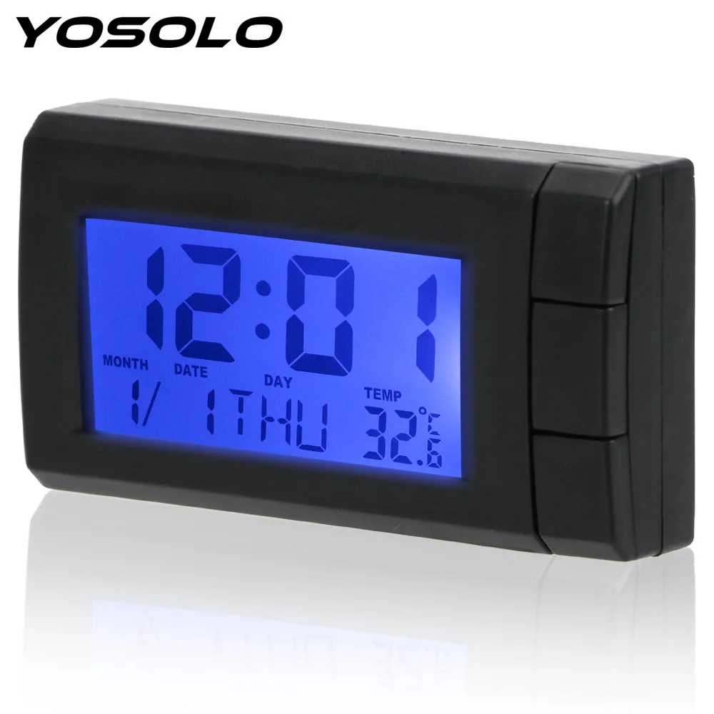 YOSOLO Automatski Sat Termometar za Prikaz Temperature, Elektronski Sat Auto Uređenje Auto-LCD Digitalni Zaslon Sat Samoljepljive Slika  4