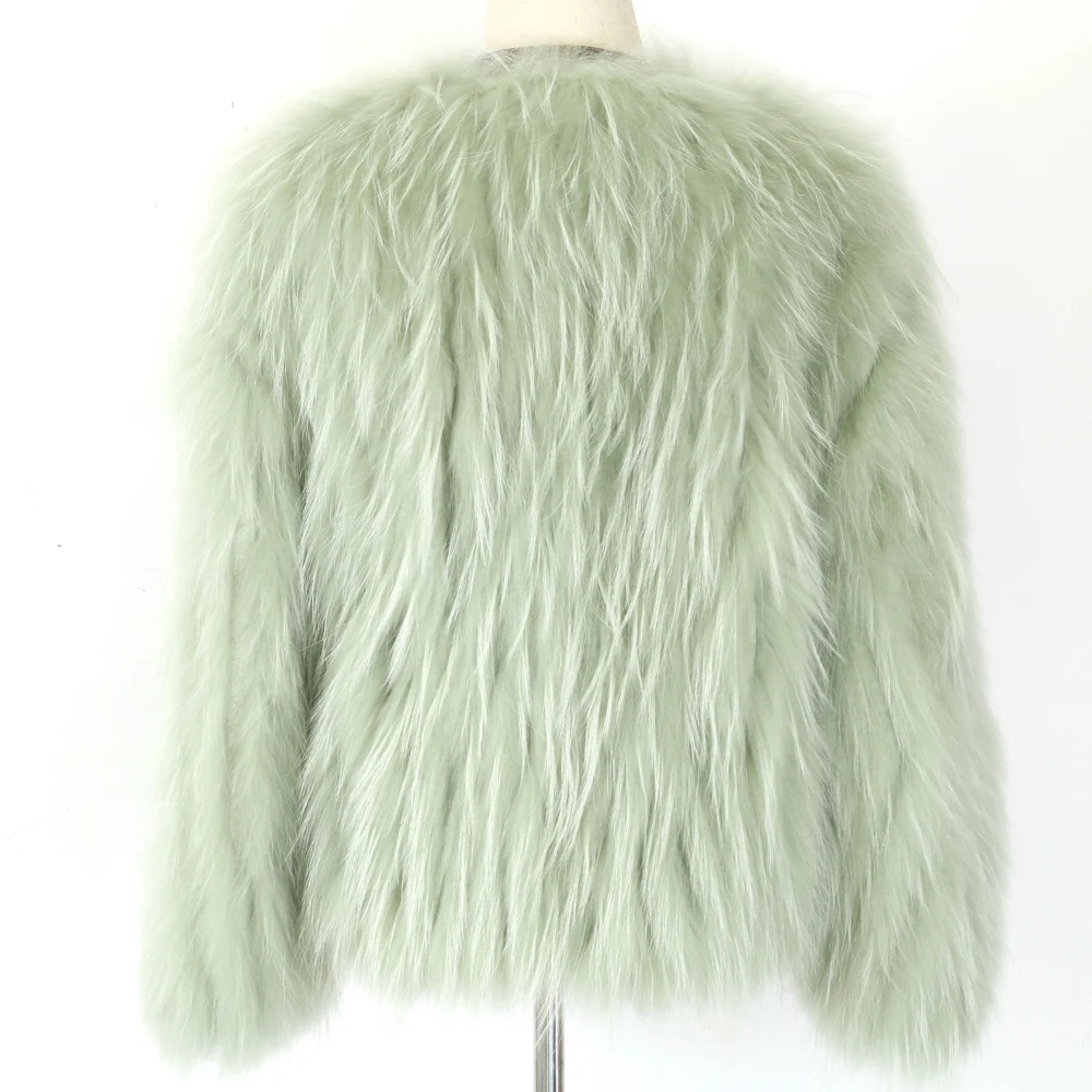 Novi 2021 Luksuzna kratka zimska jakna Za žene kaput od krzna Prirodna koža i krzno rakun Pletene jakne, Krznene debele Tople jesenje Slika  1