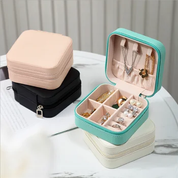 Jednostavna Prijenosni Kovčeg za nakit Korejski Prsten Škopac Kutija za pohranu Flip munje Lako podnosi Mala kutija za nakit