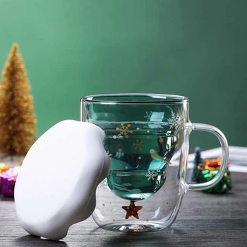 250 ML Двухслойное Zid Staklo Božićno drvce Star Šalice demitasse Bubalo sa mliječne sokom Dječji dar Kreativnog 3D šalica za zaštitu od opeklina