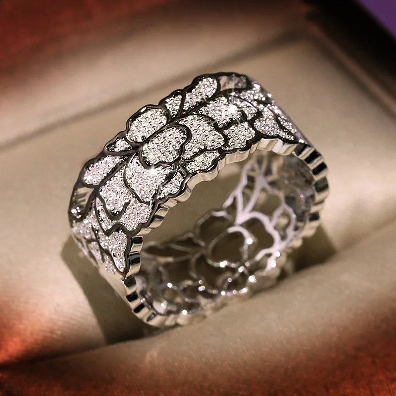 Berba Držači Šuplje Prsten na Prst od 925 Sterling Srebra Luksuzni Angažman Vjenčano prstenje za žene Prsten Šik nakit poklon Slika  0