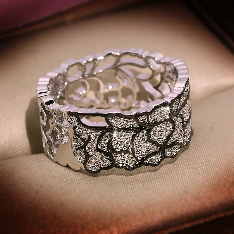 Berba Držači Šuplje Prsten na Prst od 925 Sterling Srebra Luksuzni Angažman Vjenčano prstenje za žene Prsten Šik nakit poklon Slika  1