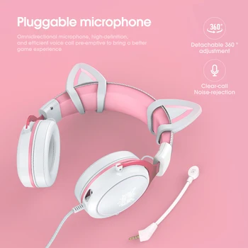 Novi X10 bijela pink je mačji uha na glavi žičane headset slušalice za računalne igre slatka djevojka HD mikrofon stereo slušalica surround zvuk