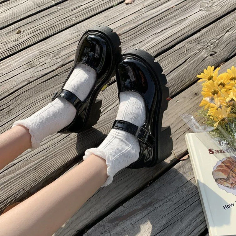 Cipele Лолиты japanska Ženska obuća Mary Jane Ženska Vintage cipele za djevojčice-učenika JK Uniforma platforme Cipele na visoku petu Plus size ravnim cipelama 42 Slika  4