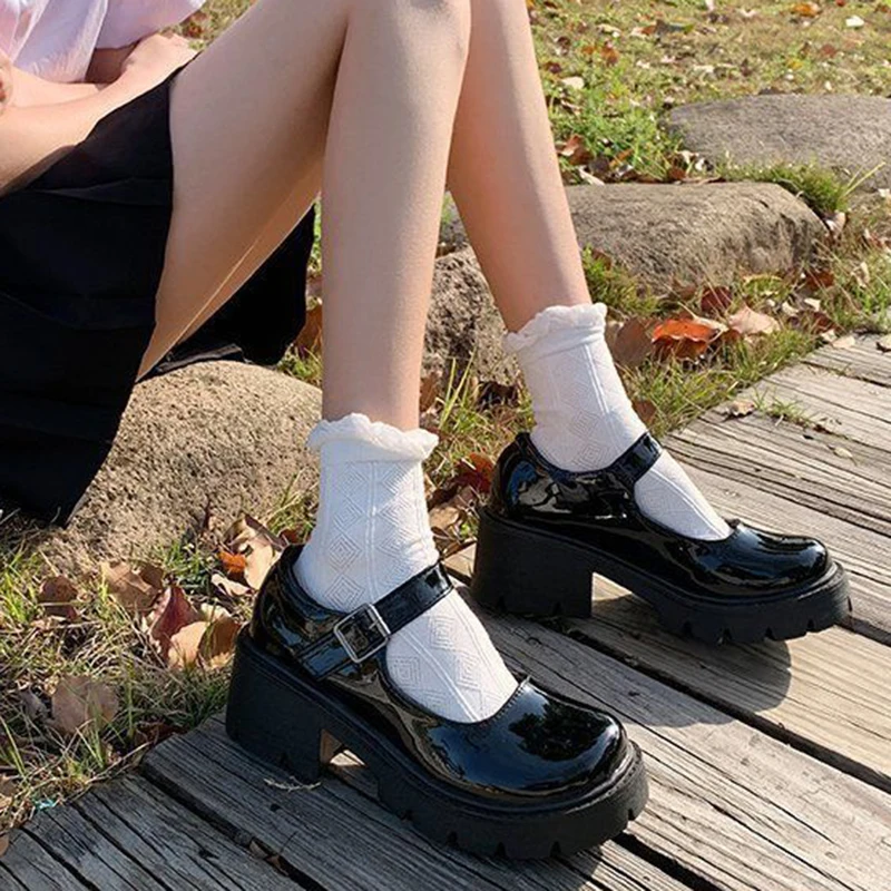 Cipele Лолиты japanska Ženska obuća Mary Jane Ženska Vintage cipele za djevojčice-učenika JK Uniforma platforme Cipele na visoku petu Plus size ravnim cipelama 42 Slika  5