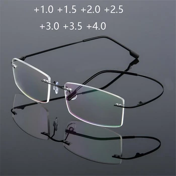 Ultra Naočale za čitanje TR90 s memorijom od titana rimless Za muškarce i žene Četvrtaste Naočale za dalekovidnost Snaga +1.0 +1.5 +2.0 do+3,5 +4,0
