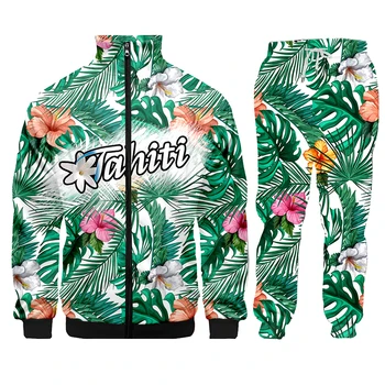 3D Print Tahiti Polinezija Aloha muškarci Odijela Kompleti Smiješno Харадзюку Zimski Unisex 3d Sportski odijelo Jakna Sportski odijelo Hoodies zatvarač Postaviti
