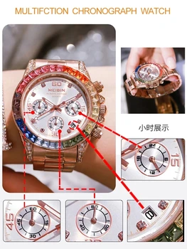 Izravna dostava MEIBIN Japan Pokret Za žene Rose gold Jednostavne Svakodnevne Modne marke ručni satovi Luksuzni satovi Relogio Feminino