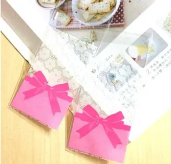 Pink luk začinjena cvijet flora 7*10+3 cm OPP Plastična torba za Božićni poklon za rođendan Medeni kolačići Pakiranje čokolade torba