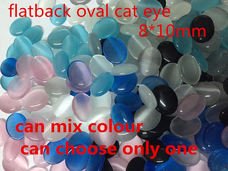 MRHUANG Veleprodaja 50 kom/pak. Novi dolazak mješoviti boja 8 mm*10 mm Oval Mačka Oko Кабошон Opal Perle za izradu nakita Slika  5