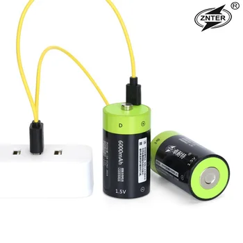 ZNTER 1,5 6.000 mah litij-polimer baterija Veličine D punjive baterije Punjenje putem USB kabela mobitela za plinski štednjak, pećnica