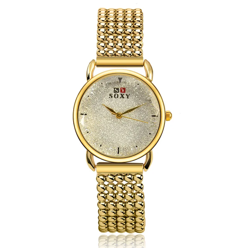 Luksuzni Zlatni sat Ženske kvarcni sat SOXY Mujer Relojes Haljina narukvica od nehrđajućeg čelika ručni sat relogio feminino montre Slika  3