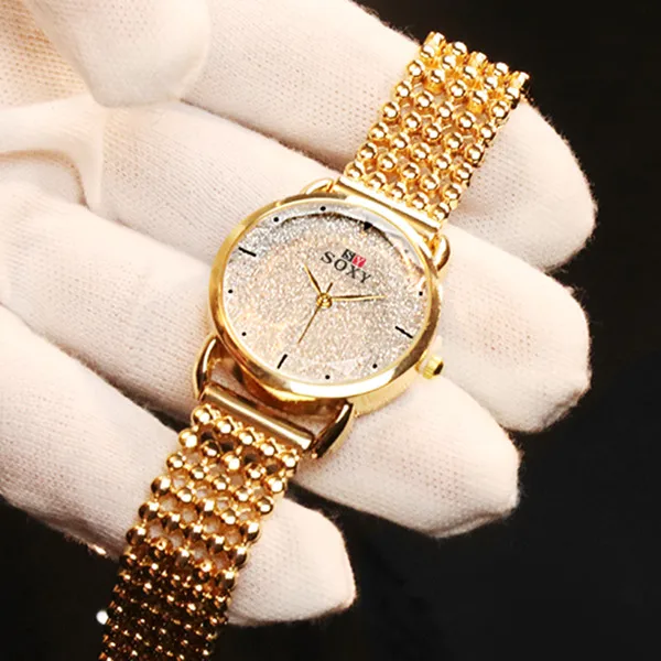 Luksuzni Zlatni sat Ženske kvarcni sat SOXY Mujer Relojes Haljina narukvica od nehrđajućeg čelika ručni sat relogio feminino montre Slika  4