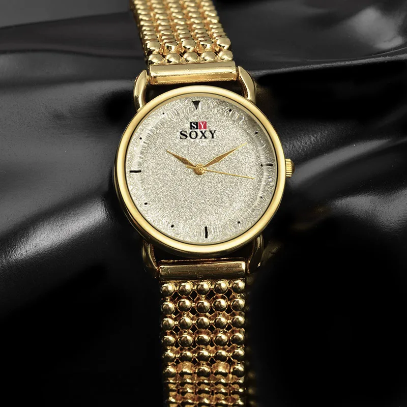 Luksuzni Zlatni sat Ženske kvarcni sat SOXY Mujer Relojes Haljina narukvica od nehrđajućeg čelika ručni sat relogio feminino montre Slika  5