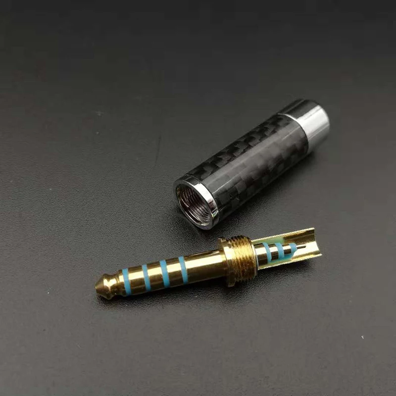 1 kom. audio jack 4,4 mm 5 Polni audio jack od karbonskih vlakana Priključak za spajanje žice za stereo slušalice DIY HIFI Slika  3