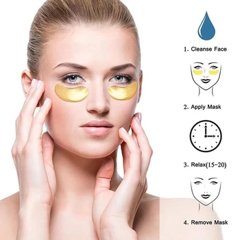 60 kom. Zlatna kolagen maska za oči Protiv bora Kristalna povez za spavanje za oči Njegu lica Hidratantna maska za uklanjanje tamnih krugova Briga za vaše oči