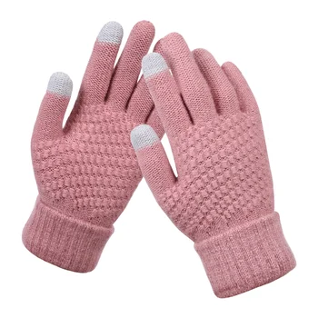 Zimske rukavice za muškarce i žene - zaslon Osjetljiv na dodir - Elastična manžetna - Toplinska Obloga od meke vune - Pletene rukavice od elastičnog materijala