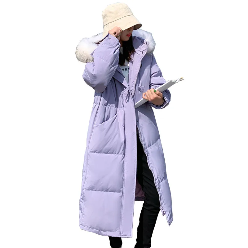 2022 Nova ženska zimska хлебная odjeća s меховым kapuljačom, mekana topla dolje pamučna jakna Za žene od Velike veličine, slobodno dugi kaput, donje G297 Slika  3