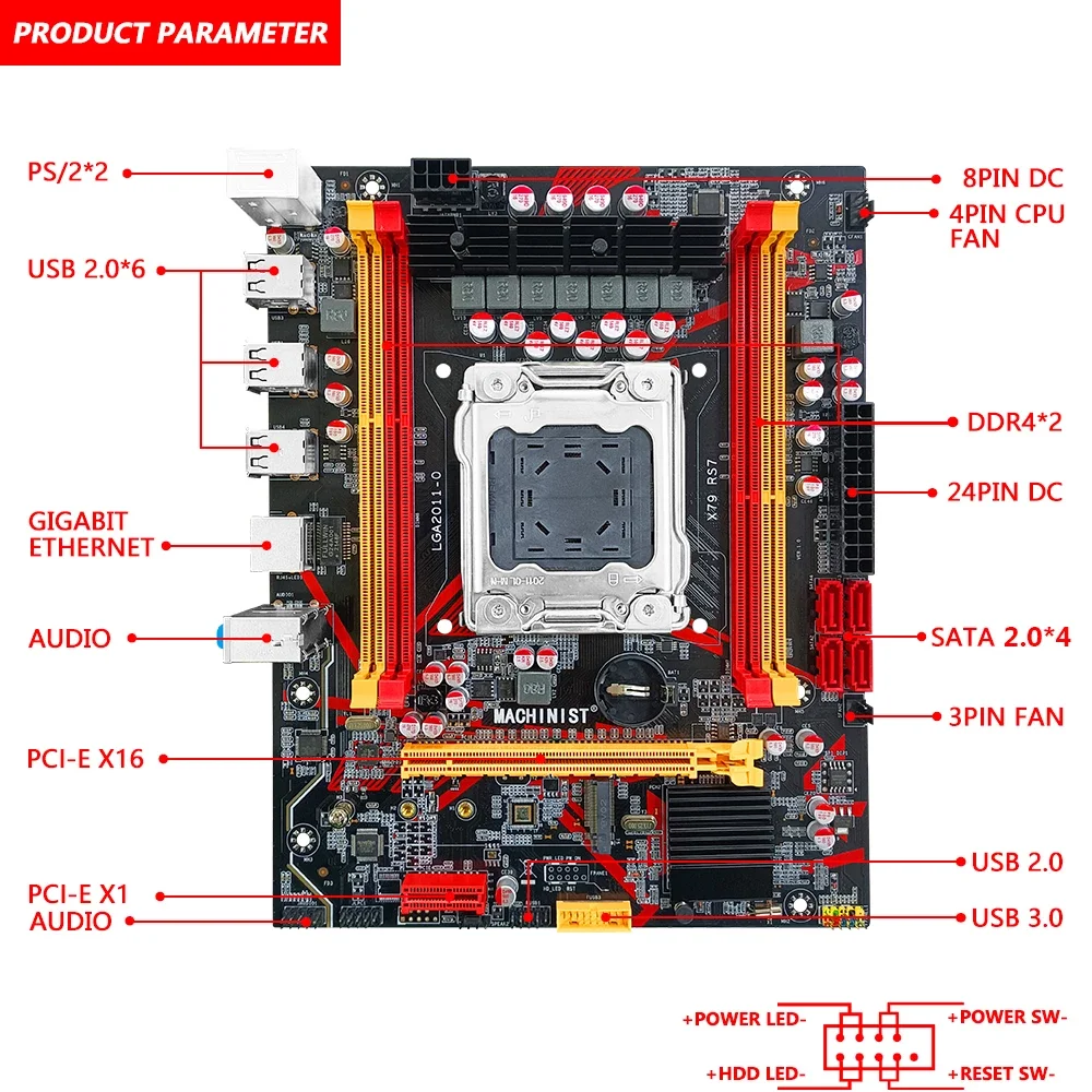 STROJAR X79 Kit Matična Ploča za LGA 2011 Kit s procesorom Xeon E5 2620 V2 Procesor 16G=4G*4 DDR3 ECC RAM-a, USB 3.0 M. 2 NVME X79-RS7 Slika  5