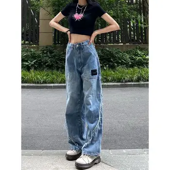2021 hlače ženske traperice ženske jesenje nove y2k slobodan široke traperice ravne tanke hlače s visokim strukom ulične hlače ins tide