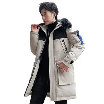Muška zimska jakna s меховым ovratnik Svakodnevni jakna s kapuljačom dolje jakne Muške toplo debela toplinska kaput na otvorenom, na munje s više džepova
