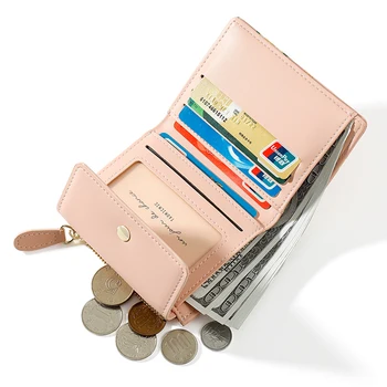 Jednostavan dizajn Držač za kartice Torbice za žene 2022 Novi Soft PU Kožni novčanik na munje s džep za kovanice Ženski mini-moderan standardni novčanik