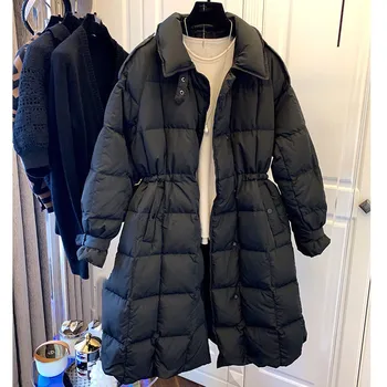2021 Nova zimska jakna s ovratnikom-stalak, najduža ženska bijela pamučna jakna ženska slobodna ветрозащитная jakna Kaki, gusta topla zimska jakna