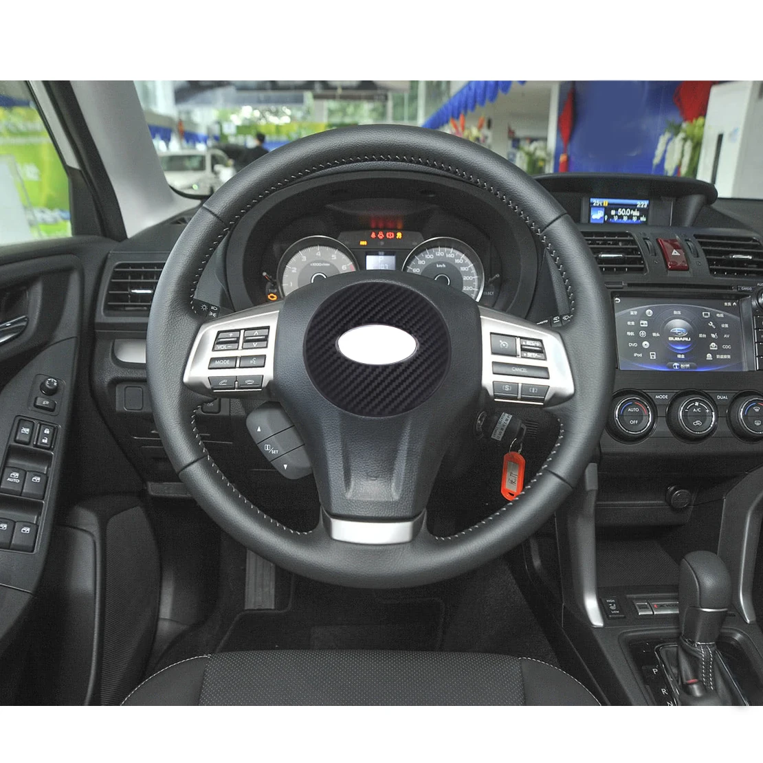 Naljepnica na Oblogu volana od karbonskih Vlakana crne boje, prikladan za Subaru Forester 2013 2016 2017 2018 Slika  0