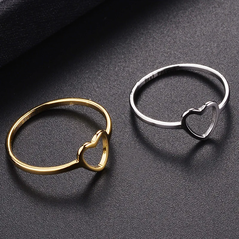 Milangirl Nova moda srebrno-zlatna boja 1 kom. Prsten s сердечком za žene djevojke na Valentinovo Mogućnost večer Poklon nakit Slika  0