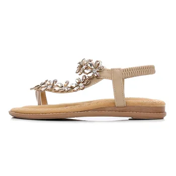 MVVJKE Ljetne ženske sandale-gladijatori na ravne cipele Obuća Ženska Češka Flip-flop Kristalnu cvijet 2018 Svakodnevne plaže sandale 35-42