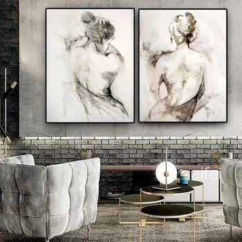 Sažetak Crno-bijeli Ženski Seksualni Akt Spin Slika ulje na platnu, Plakata i grafika Skandinavska Wall Art Dekor sobe