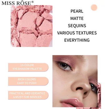 Miss ROSE Vodootporno sjenilo Mat Biserno 18-color Paleta sjenilo Zemaljske boje Otporan Sjaj make-up za oči Kozmetički