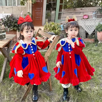 Djevojke Španska Princeza Butik Haljina Djeca Kraljevska Lolita Baršun Ball Haljina Za Djevojčice Haljine Na Dan Rođenja Bebe Vestidos