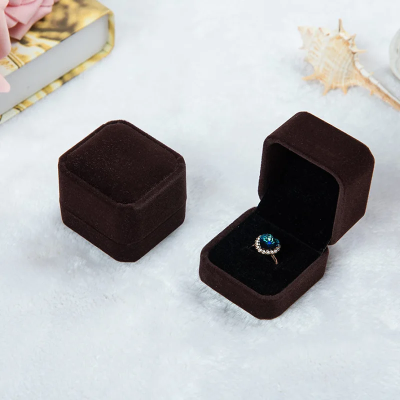 Modni Baršunasti kvadratnom dar 1 kom. Popularni kutije Naušnice Izlog za nakit Kutija za angažman prstenje Kutije za nakit, pribor i Nakit Slika  0
