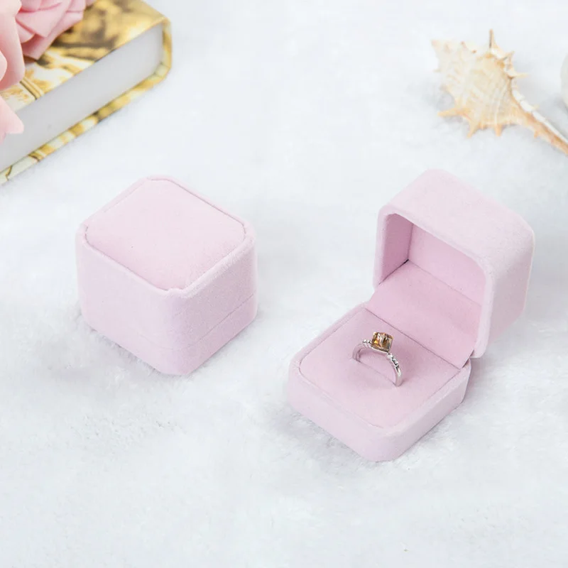 Modni Baršunasti kvadratnom dar 1 kom. Popularni kutije Naušnice Izlog za nakit Kutija za angažman prstenje Kutije za nakit, pribor i Nakit Slika  1