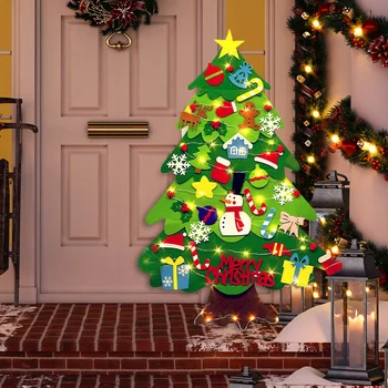 Božićno drvce Naljepnica s cartoonish crtanje 3D DIY Filc s pozadinskim osvjetljenjem i Pribor za kućne Božićni domjenak Shop Izlog Dekor Božićno igračka