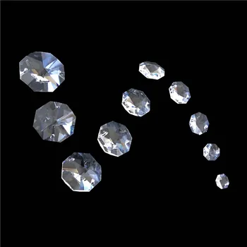 50 kom./lot 10 mm-50 mm Prozirni Kristal Staklo Osmerokut Perle 2 Rupe Za Svjetiljke Luster Prizma Dio Viseće Dekoracije Doma