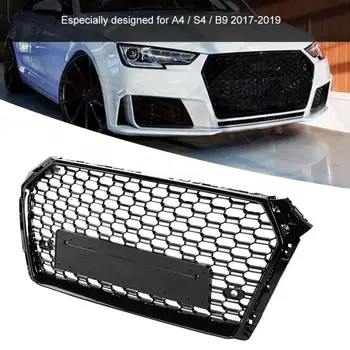 Za stil RS Rešetka prtljažnika sa mrežom prednjeg branika Sjajna Crna za Audi A4 S4 B9 2017 2018 2019 Rešetka prednjeg branika za styling automobila