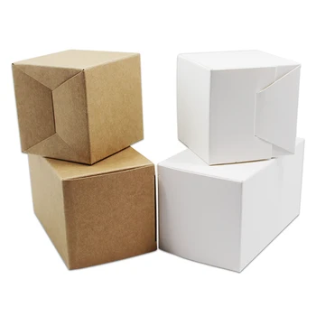 50шт 5x5x5 cm Kvadratni Kraft-Papir Bijeli Poklon Kutija Mala Kartonskih Kutija Kutija Kutija Bombona Zanat Kutije za Pakiranje College Vjenčanje