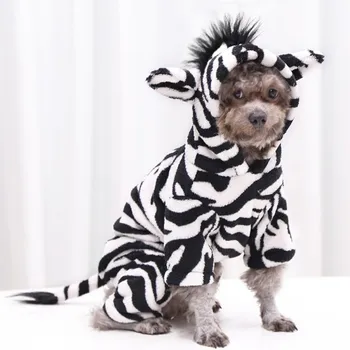 2 Stil Jakna za kućne ljubimce pse Kostime za Косплея na Halloween Zabava Zimske Crne i bijele Zebre u obliku Leoparda 4 Noge Odjeća za pse, mačke, kućne ljubimce