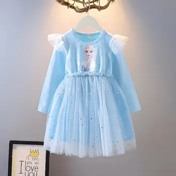 Nova haljina princeze za djevojčice Ljetnim smrznuto pamučne mrežaste haljine Odijelo Cosplay Elsa Snježna Kraljica Dječja odjeća