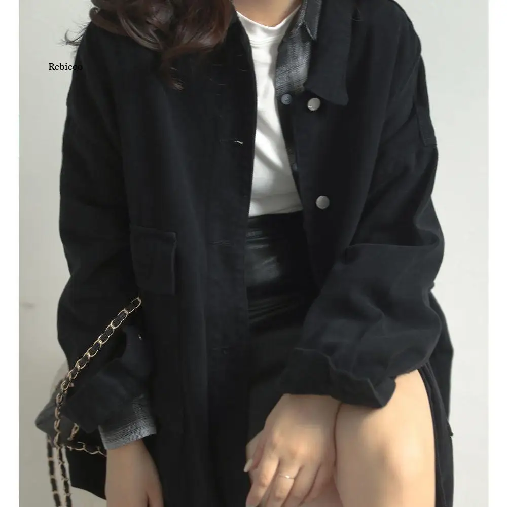 Traper jakna s dugim rukavima Korejski verzija Novog jakne Za studentice Univerzalni slobodna bluza Klasicni Traper jakna Za žene Slika  2