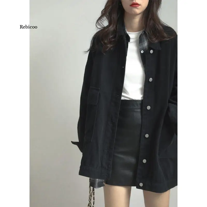 Traper jakna s dugim rukavima Korejski verzija Novog jakne Za studentice Univerzalni slobodna bluza Klasicni Traper jakna Za žene Slika  4