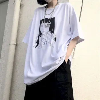 Негабаритная majica 2021 Харадзюку Ljetne ženske majice Japan Anime Crtani film Majice s kratkim rukavima Svakodnevne Ženske majice s okruglog izreza