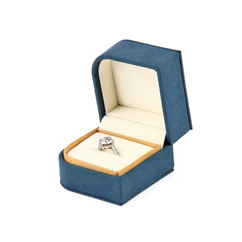 Nova plava kutija za nakit od mikrovlakana, kutija za prsten s dijamantima, poklon kutija za ogrlice, kutija za prstenje za bračni par