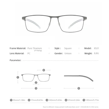 FONEX Okvira za naočale, od čistog titana Za muškarce Trg Kratkovidnost Optički okvira za naočale na recept osobu 2020 Neklizajući Silikon naočale 8521