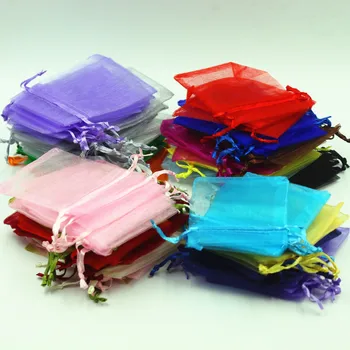 Poklon paketi 24 boja, 100 komada 5x7, 7x9, 9x12, 10x15 cm vjenčanje torbe-organizator za nakit, pakiranje i prikazivanje nakita,