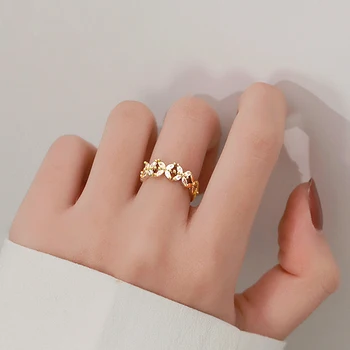 Modni Fin Prsten s laticama od ovog zlato 14 K za žene Podesivi Dizajn Visoke Kvalitete nakit Bling AAA Cirkonij Vjenčanje college