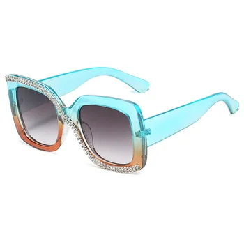 Trg Sunčane naočale sa štrasom Ženski Luksuzni Berba Prevelike Sunčane naočale Jedinstvene Cjelovite Naočale s dijamantima Nijansu UV400 gafas de sol