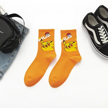 Pokemon Pikachu proljeće-ljeto čarape s cijevi od simpatičan crtić za djecu iznad 12 godina Čarape par upija znoj sportskih čarapa